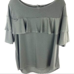 Olive Green Ruffle front blouse size: 1X